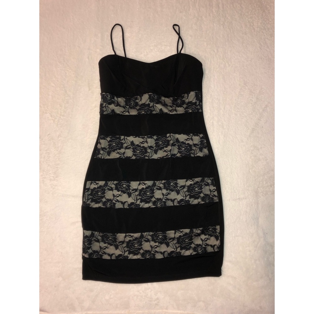 Black Rose Lace Mini Dress